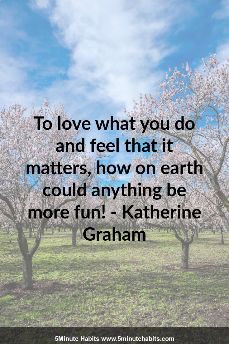 To love what you do and feel that it matters, how on earth could anything be more fun! - Katherine Graham